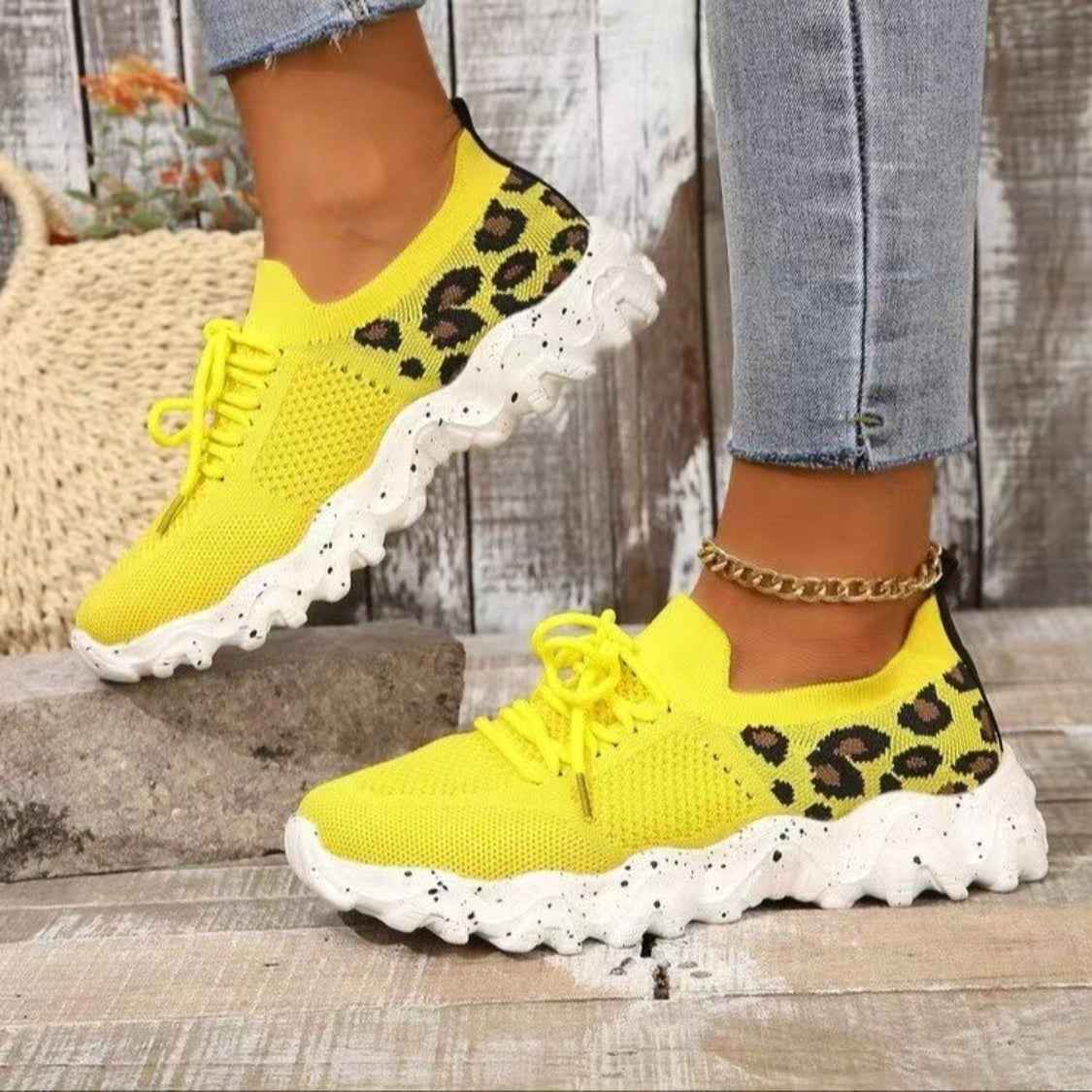 Leopard Mesh Round Toe Athletic - Damned Threads